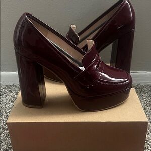 Women's Burgundy Platform Loafers